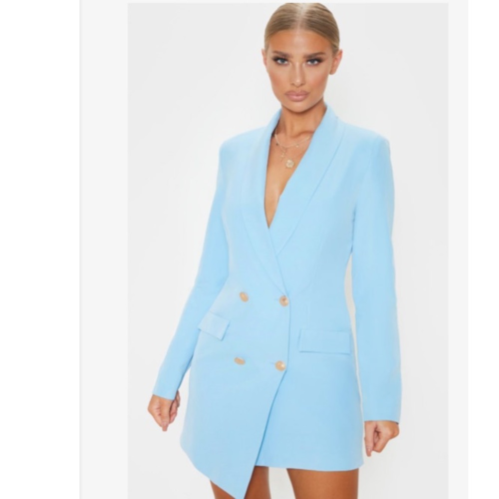 Baby blue Tuxedo dress.